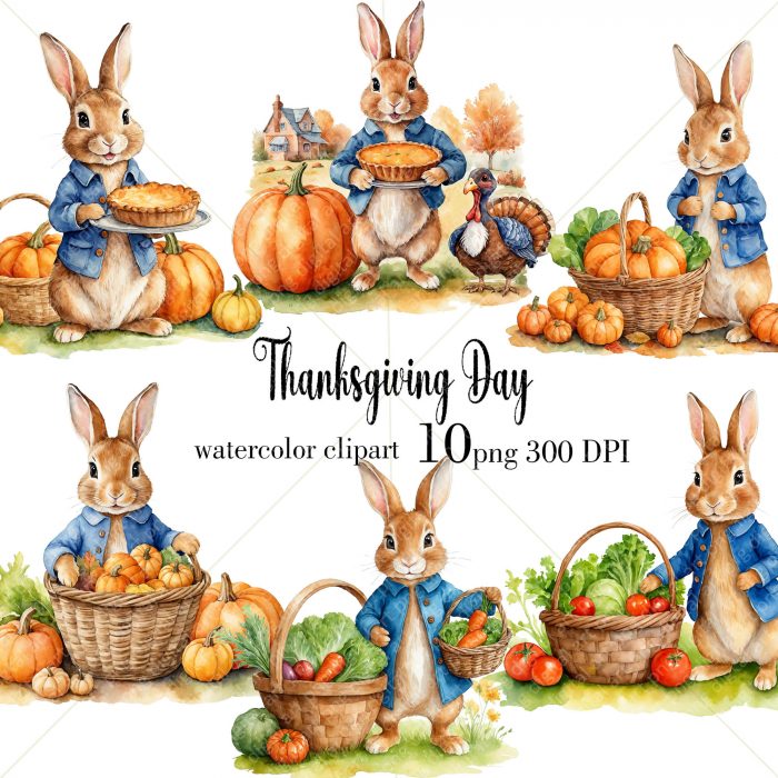 Peter Rabbit png set, Thanksgiving Day