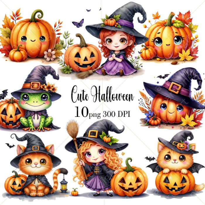 Watercolor Halloween Clipart