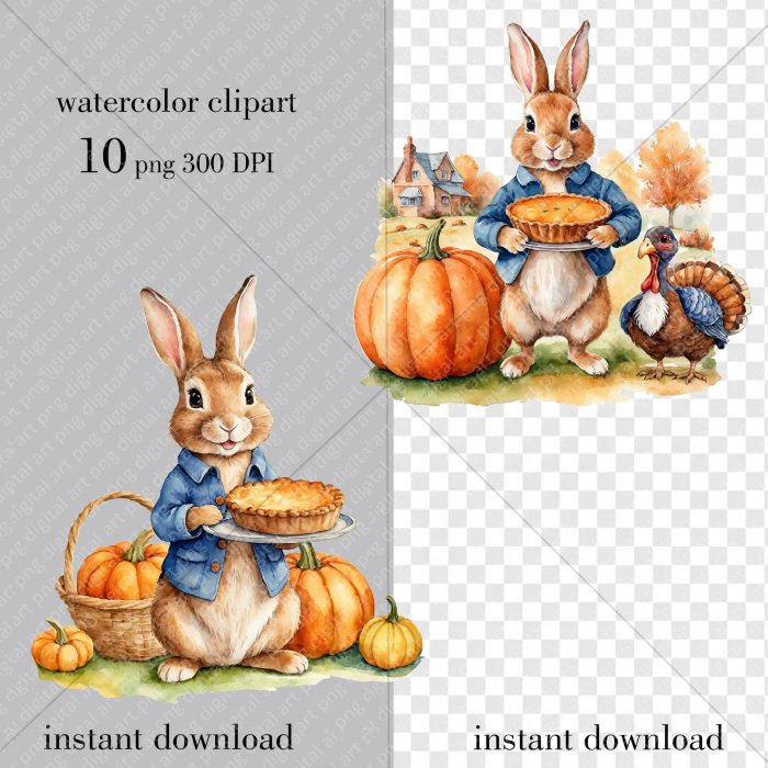 Peter Rabbit png set, Thanksgiving Day