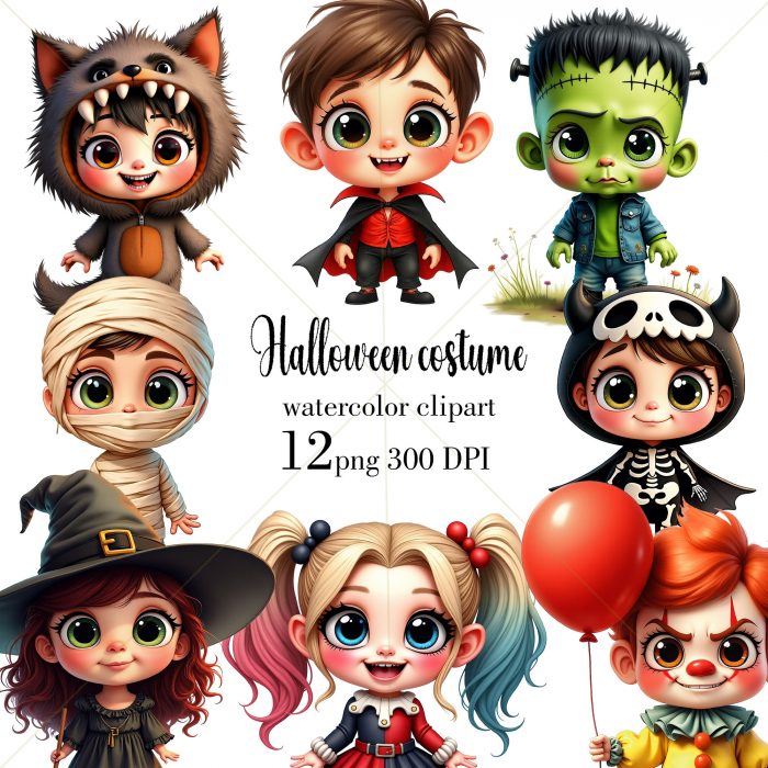 Watercolor Halloween Clipart 2