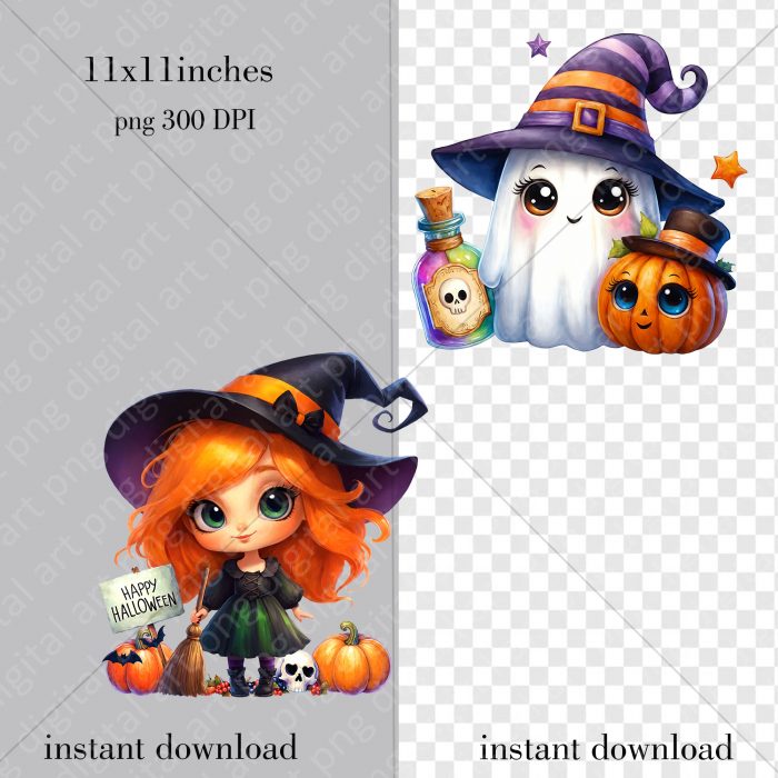 Watercolor Halloween Clipart 3