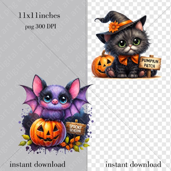 Watercolor Halloween Clipart 3