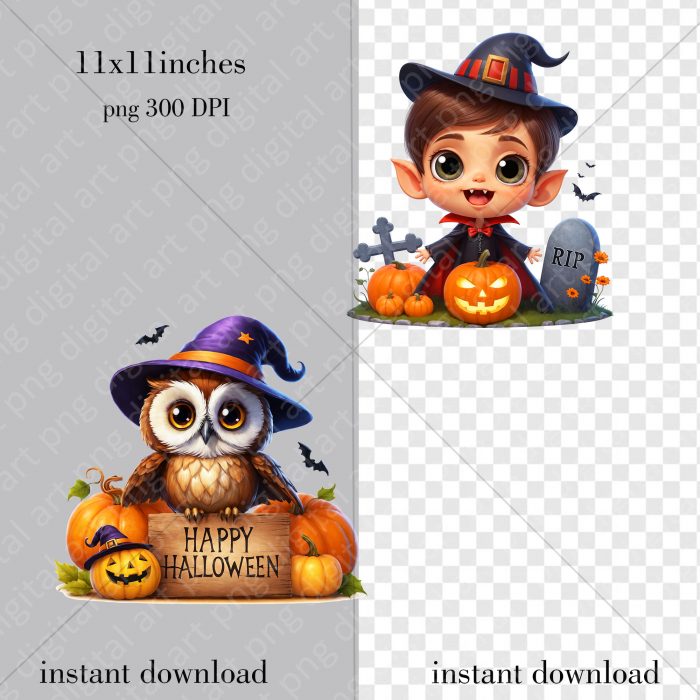 Watercolor Halloween Clipart 3