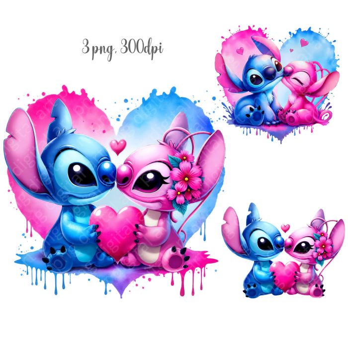 Stitch and Angel PNG Set