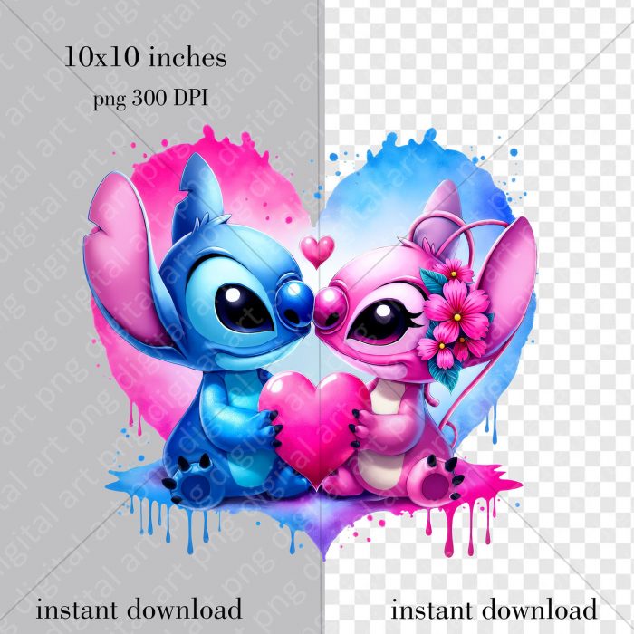 Stitch and Angel PNG Set