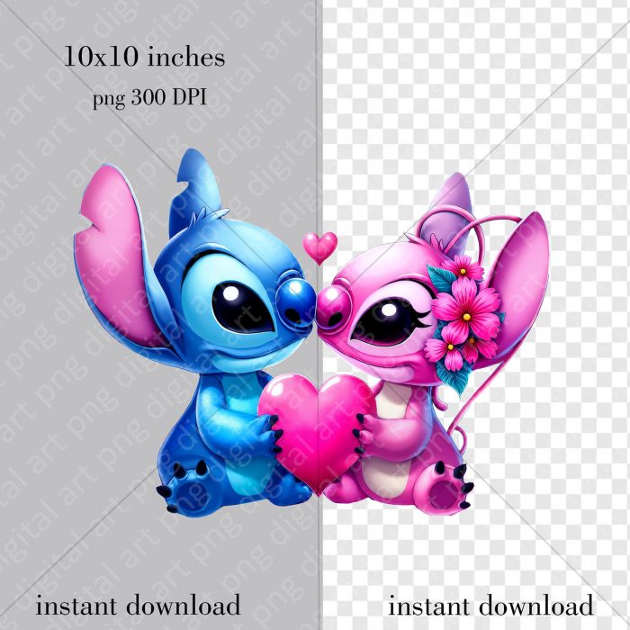 Stitch and Angel PNG Set