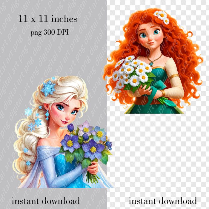 Princesses with flowers