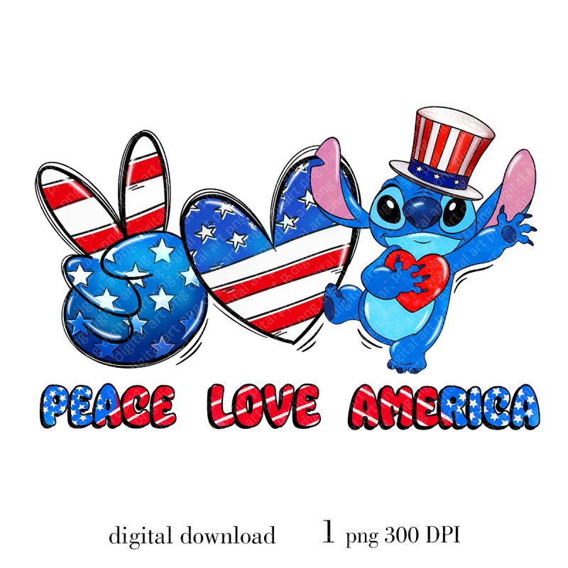 Peace Love America Stitch