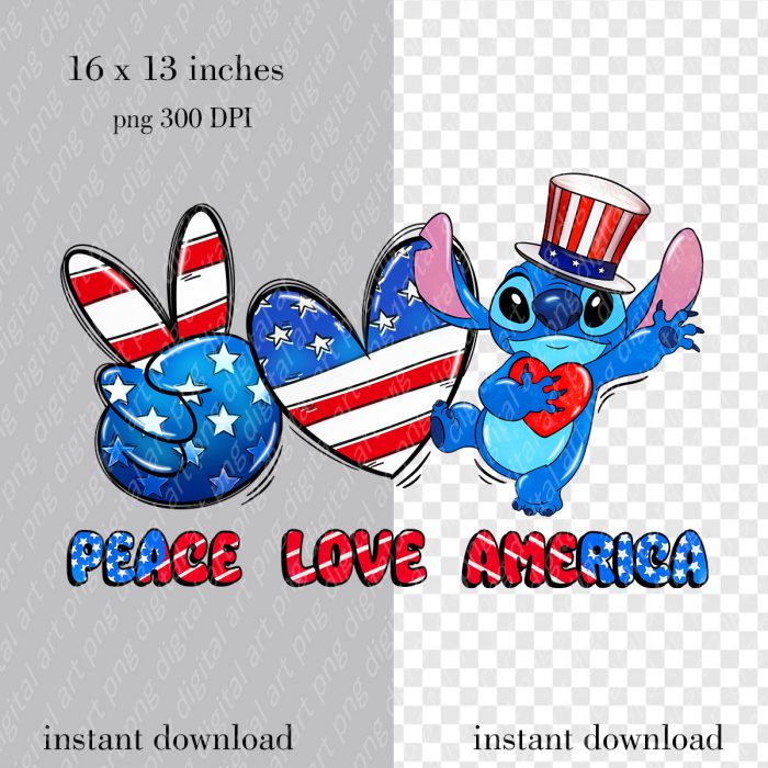 Peace Love America Stitch