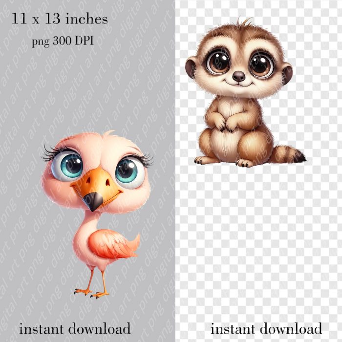 African Animals Clipart, Watercolor Jungle Animals PNG, Baby Animals, Safari Adventure - Image 6