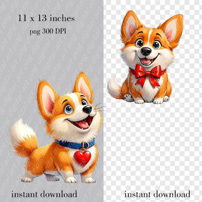 Birthday Corgi Clipart, Party Dogs PNG, Cute dog Clipart - Image 2