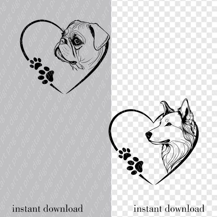 Dog Breeds SVG, Dog Breeds in Heart, Paw Prints, Cricut & Silhouette - Image 3