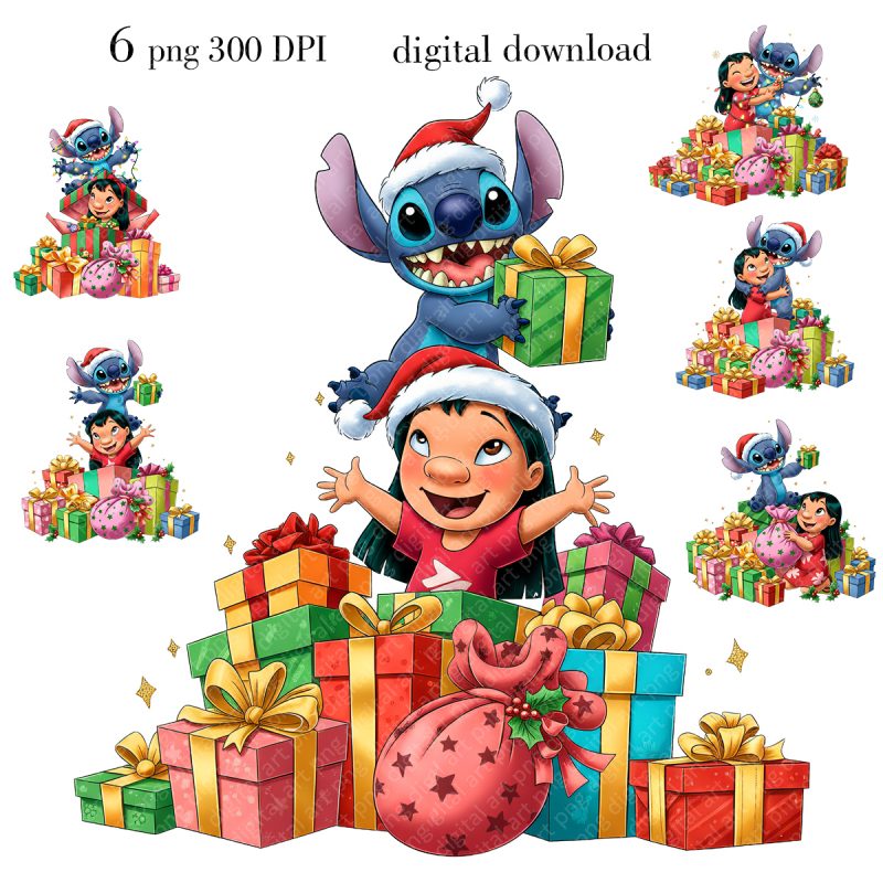Stitch Christmas Gifts Clipart