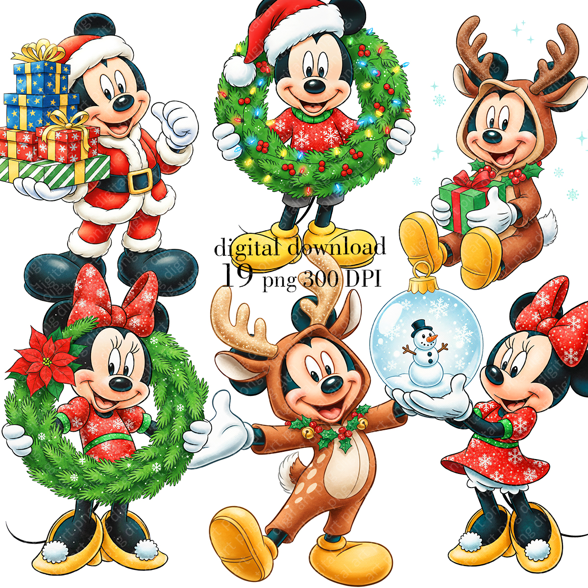 Mickey Mouse Christmas, Holiday Friends Clip Art Bundle 1 Mickey Mouse Christmas
