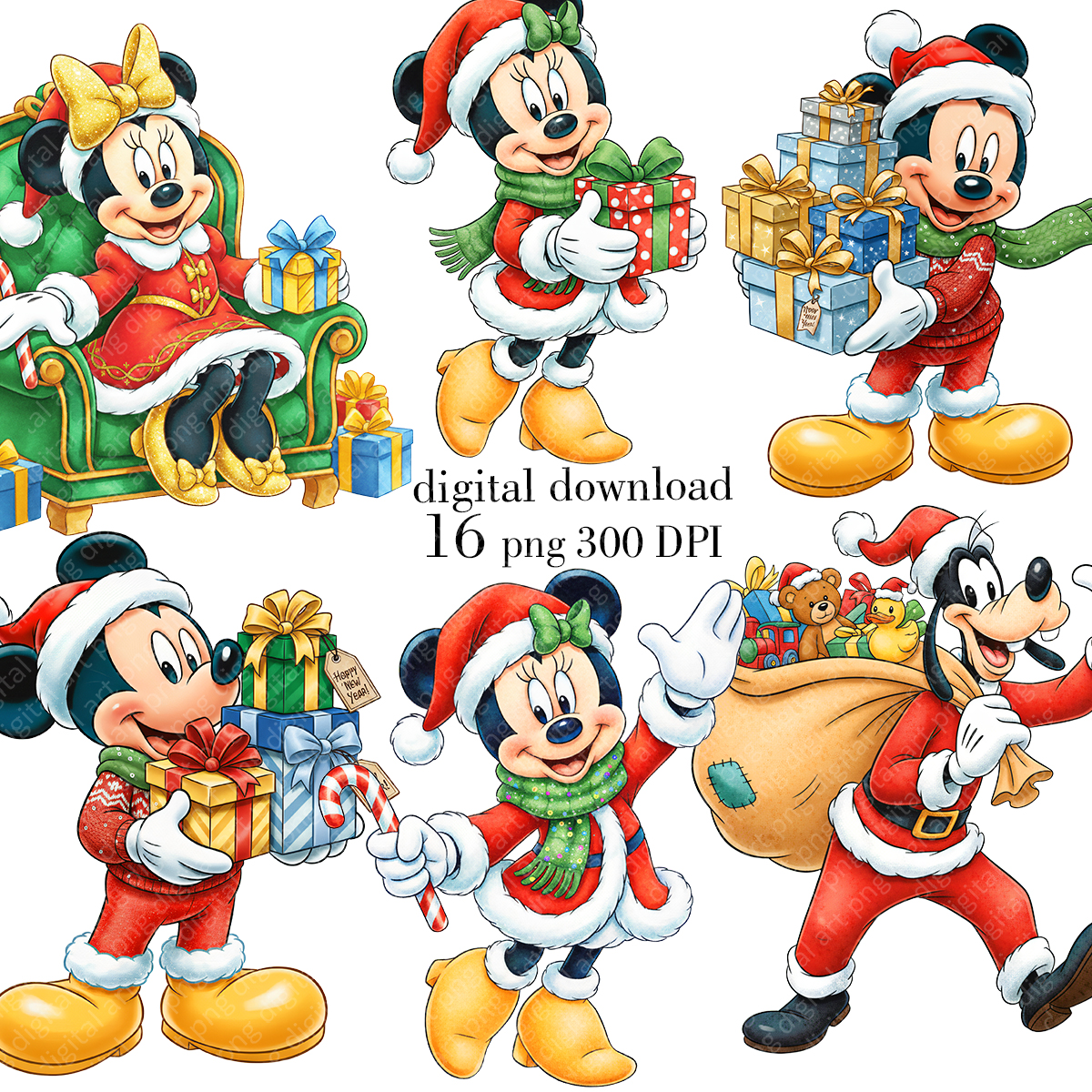 Mickey and Minnie Christmas, Disney Holiday PNG, Santa Goofy Sublimation Design 1 Mickey and Minnie Christmas