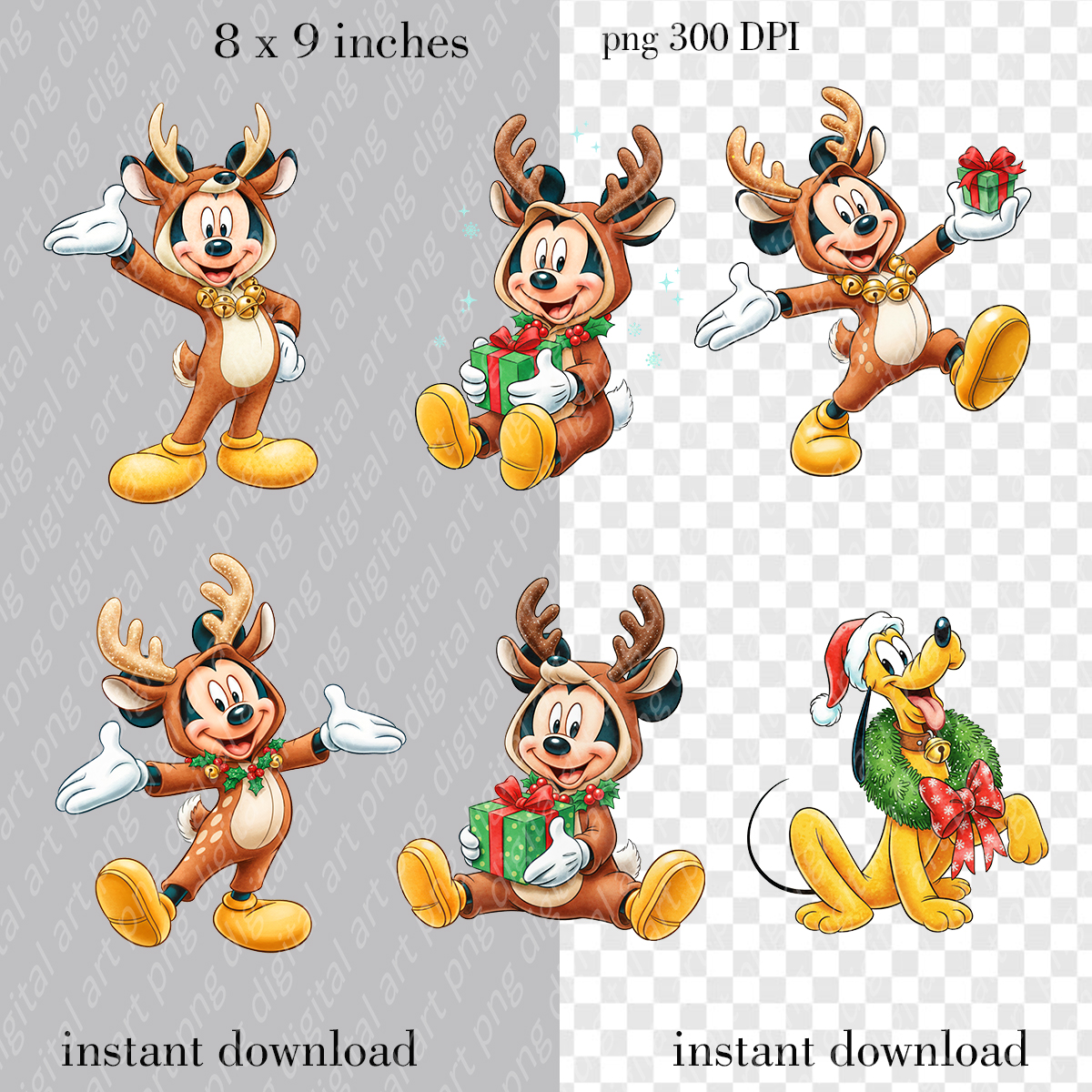 Mickey Mouse Christmas, Holiday Friends Clip Art Bundle 4 Mickey Mouse Christmas