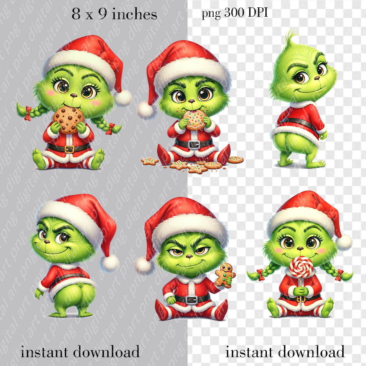 Baby Grinch Clipart, Cute Christmas Baby Grinch, Grinch PNG Art, Sublimation Designs 4 Baby Grinch Clip art