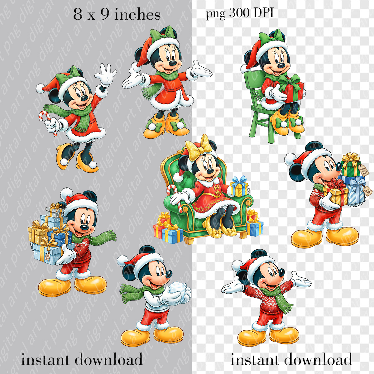 Mickey and Minnie Christmas, Disney Holiday PNG, Santa Goofy Sublimation Design 2 Mickey and Minnie Christmas