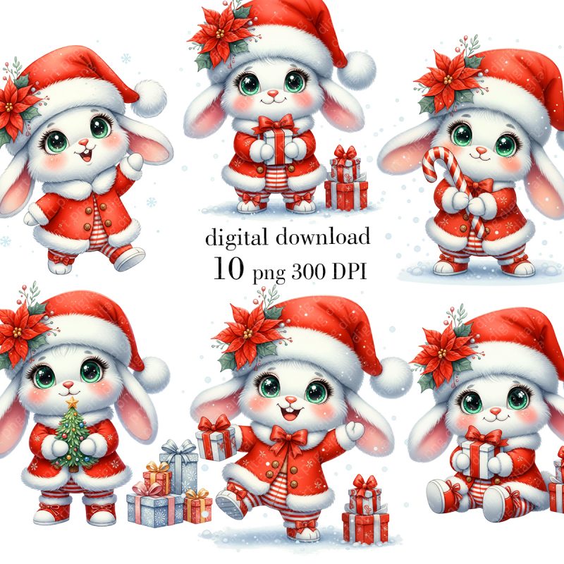 New Year's Bunnies Clipart
