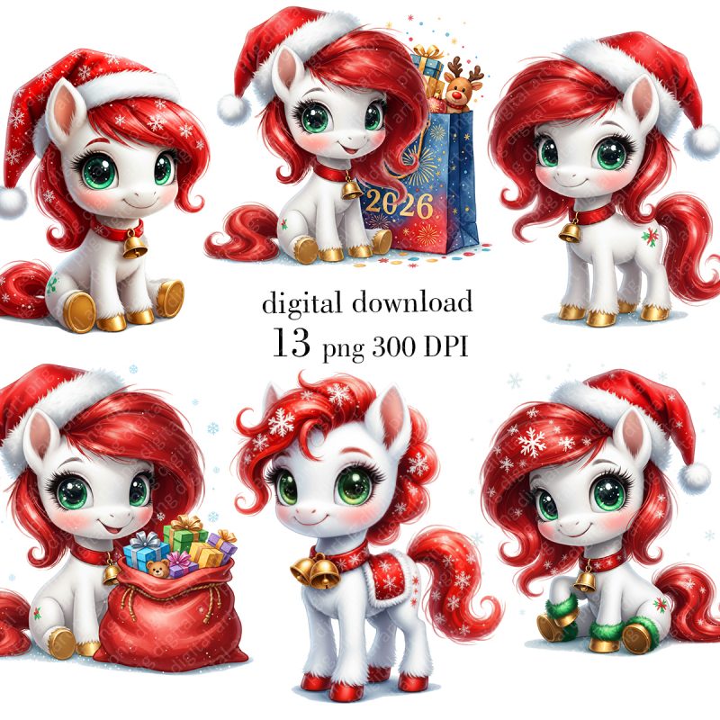 New Year's Ponies Clipart