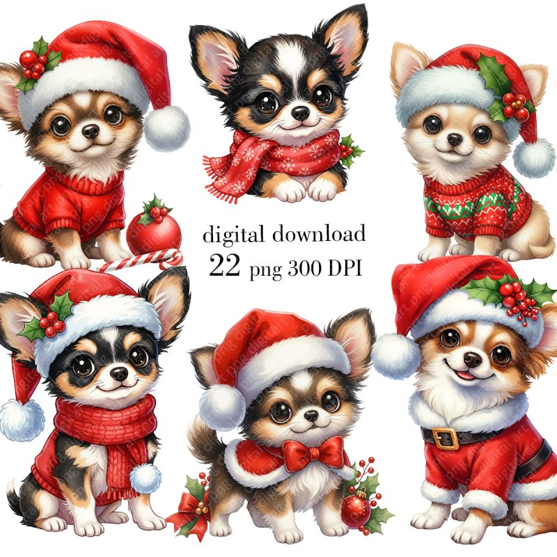 Christmas Chihuahua Clipart