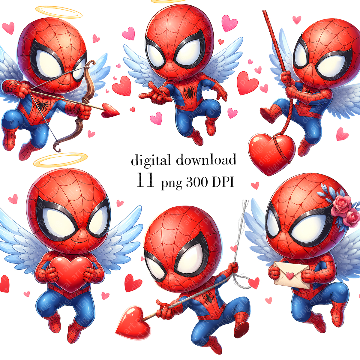 Cupid Spiderman Valentine Clipart, Chibi Superhero PNG, Angel Spider-Man 1 Cupid Spiderman Valentine Clipart, Chibi Superhero PNG, Angel Spider-Man