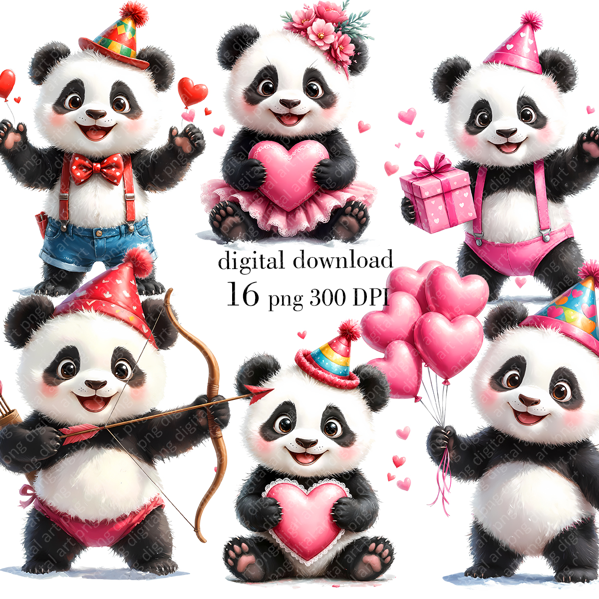 Valentine’s Day Panda Clipart, Kawaii Panda PNG Bundle, Cupid Panda, Heart Balloons 1 Valentine’s Day Panda Clipart, Kawaii Panda PNG Bundle, Cupid Panda, Heart Balloons