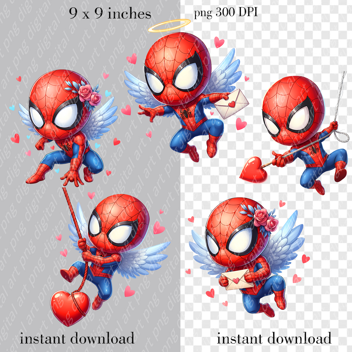 Cupid Spiderman Valentine Clipart, Chibi Superhero PNG, Angel Spider-Man 3 Cupid Spiderman Valentine Clipart, Chibi Superhero PNG, Angel Spider-Man - Image 3