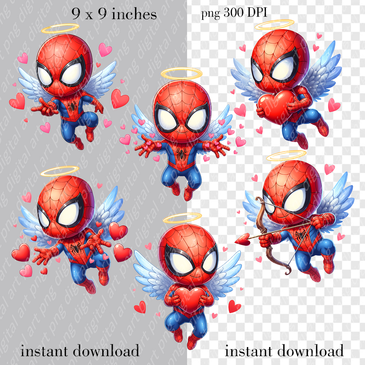 Cupid Spiderman Valentine Clipart, Chibi Superhero PNG, Angel Spider-Man 2 Cupid Spiderman Valentine Clipart, Chibi Superhero PNG, Angel Spider-Man - Image 2