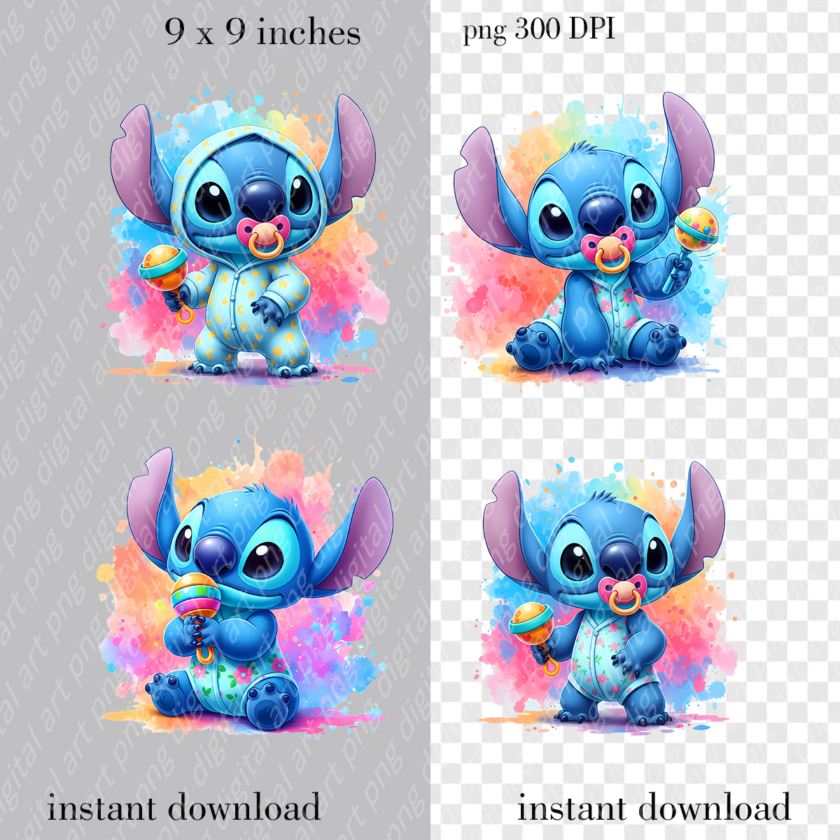 Baby Stitch Bundle. Watercolor Baby Stitch Clip Art 2 Baby Stitch Bundle