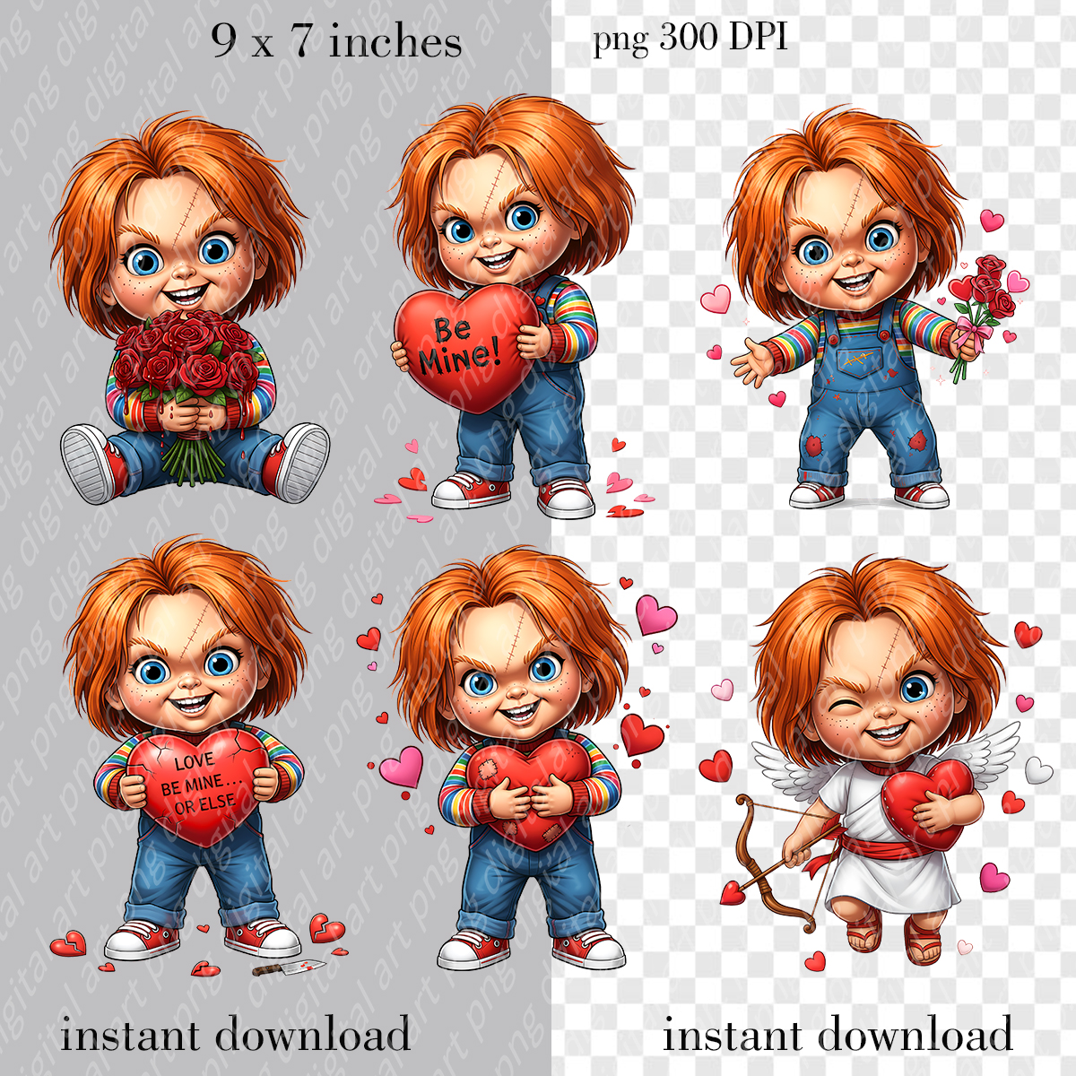 Chucky Valentine Clipart, Creepy Cute Horror Doll PNG Clipart, Chucky Cupid Sublimation Designs 3 Chucky Valentine Clipart, Creepy Cute Horror Doll PNG Clipart, Chucky Cupid Sublimation Designs - Image 3