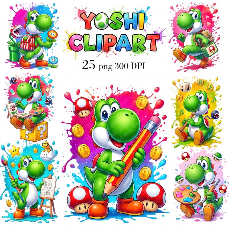 Yoshi Clipart PNG, Cute Gaming Dinosaur