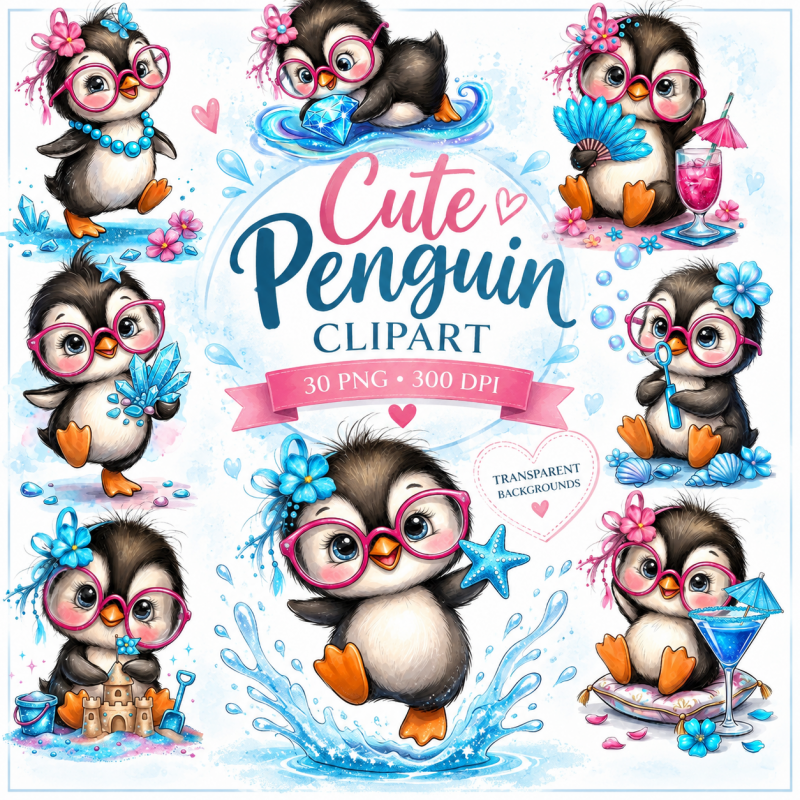 Cute Penguin Clipart, Beach Penguin PNG